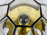 Iron and Bubble Glass Flush Mount by Glashütte Limburg, 1960s