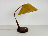 Midcentury Teak and Rattan Table Lamp by Temde, circa 1970