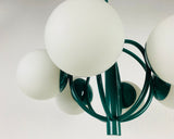Large Green Kaiser Midcentury 6-Arm Space Age Chandelier, 1960s, Germany