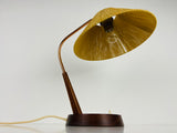 Midcentury Teak and Rattan Table Lamp by Temde, circa 1970
