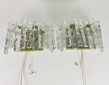 Pair of Frosted Ice Glass Wall Lamps by Kalmar, Austria, 1960s
