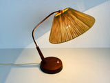 Midcentury Teak and Rattan Table Lamp by Temde, circa 1970