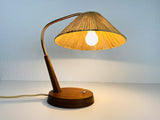Midcentury Teak and Rattan Table Lamp by Temde, circa 1970