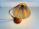 Midcentury Teak and Rattan Table Lamp by Temde, circa 1970