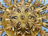 Set of 2 Golden Florentine Flower Shape Flushmounts by Banci, Italy, 1970s