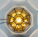 Iron and Bubble Glass Flush Mount by Glashütte Limburg, 1960s