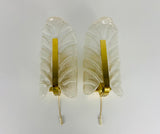 Pair of Modernist Brass and Opaline Glass Wall Lamps by Carl Fagerlund, 1960s