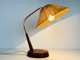 Midcentury Teak and Rattan Table Lamp by Temde, circa 1970