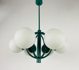 Large Green Kaiser Midcentury 6-Arm Space Age Chandelier, 1960s, Germany