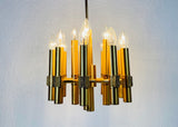 Brass 12-Arm Chandelier by Gaetano Sciolari, Italy, 1960s