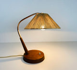 Midcentury Teak and Rattan Table Lamp by Temde, circa 1970