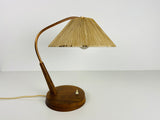Midcentury Teak and Rattan Table Lamp by Temde, circa 1970