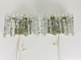 Pair of Frosted Ice Glass Wall Lamps by Kalmar, Austria, 1960s