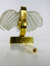 Pair of Modernist Brass and Opaline Glass Wall Lamps by Carl Fagerlund, 1960s