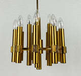 Brass 12-Arm Chandelier by Gaetano Sciolari, Italy, 1960s