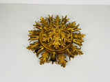 Set of 2 Golden Florentine Flower Shape Flushmounts by Banci, Italy, 1970s