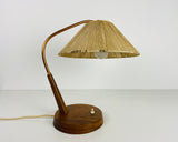 Midcentury Teak and Rattan Table Lamp by Temde, circa 1970