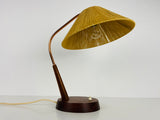 Midcentury Teak and Rattan Table Lamp by Temde, circa 1970