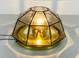 Iron and Bubble Glass Flush Mount by Glashütte Limburg, 1960s
