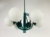 Large Green Kaiser Midcentury 6-Arm Space Age Chandelier, 1960s, Germany