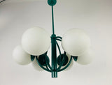 Large Green Kaiser Midcentury 6-Arm Space Age Chandelier, 1960s, Germany