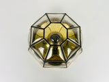 Iron and Bubble Glass Flush Mount by Glashütte Limburg, 1960s