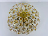 Gilt Brass and Crystal Glass Flush Mount by Palwa, Germany, 1970s