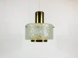Kaiser Mid Century Brass and Ice Glass Chandelier, Germany, 1960s