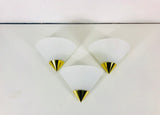 Brass and Opal Glass Wall Lamps from Glashütte Limburg, Germany, 1980s