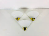 Brass and Opal Glass Wall Lamps from Glashütte Limburg, Germany, 1980s