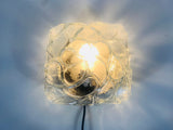 Glashütte Limburg Ice Glass Wall Lamp, Germany, 1960s
