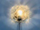 Glashütte Limburg Ice Glass Wall Lamp, Germany, 1960s