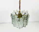 Kalmar Franken Brass and Ice Glass Chandelier, Austria, 1960s