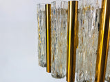 Brass and Ice Glass Chandelier by Kaiser Mid Century, Germany, 1960s