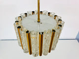 Brass and Ice Glass Chandelier by Kaiser Mid Century, Germany, 1960s