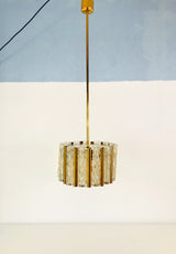 Brass and Ice Glass Chandelier by Kaiser Mid Century, Germany, 1960s