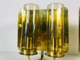 Pair of Glass and Brass Wall Lamps by Hans-Agne Jakobsson for AB Markaryd, Sweden, 1960s