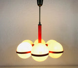 Mid-Century 6-Arm Red Ceiling Lamp from Kaiser, Germany, 1960s