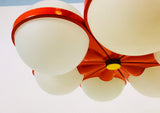 Mid-Century 6-Arm Red Ceiling Lamp from Kaiser, Germany, 1960s