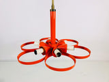 Mid-Century 6-Arm Red Ceiling Lamp from Kaiser, Germany, 1960s