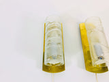 Pair of Brass and Ice Glass Wall Lamps by Doria, Germany, 1960s