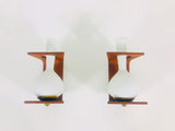 Exceptional Pair of Teak Wall Lamps attributed to Stilnovo, Italy, 1960s