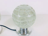 Pair of Chrome and Ice Glass Table Lamps by Doria, Germany 1960s