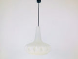 Large Peill and Putzler Space Age White Glass Pendant Lamp, Germany, 1970s