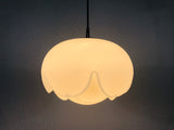 Peill and Putzler Artichoke Space Age White Glass Pendant Lamp, Germany, 1970s