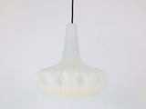 Large Peill and Putzler Space Age White Glass Pendant Lamp, Germany, 1970s