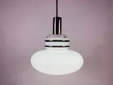 Sölken Space Age White Glass Pendant Lamp, Germany, 1970s