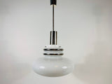 Sölken Space Age White Glass Pendant Lamp, Germany, 1970s