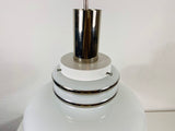 Sölken Space Age White Glass Pendant Lamp, Germany, 1970s
