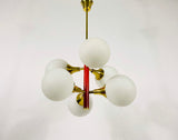 Mid-Century 6-Arm Red Ceiling Lamp from Kaiser, Germany, 1960s